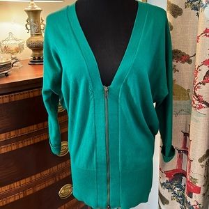 CABI Banner Green Zip Front Swaeter